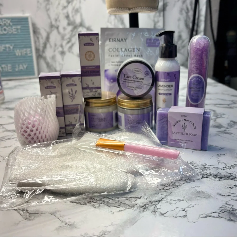 Spa Day Gift set Lavender Face Oil & Serum Set Bath Relaxing
